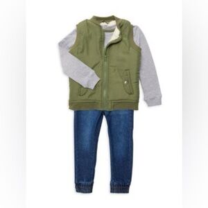 JOE’S JEAN’S Little Boy's 3 Piece Sweatshirt, Vest & Jeans Set